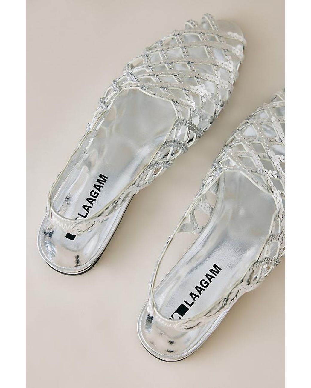 laagam Gray Lani Sequin Sandals