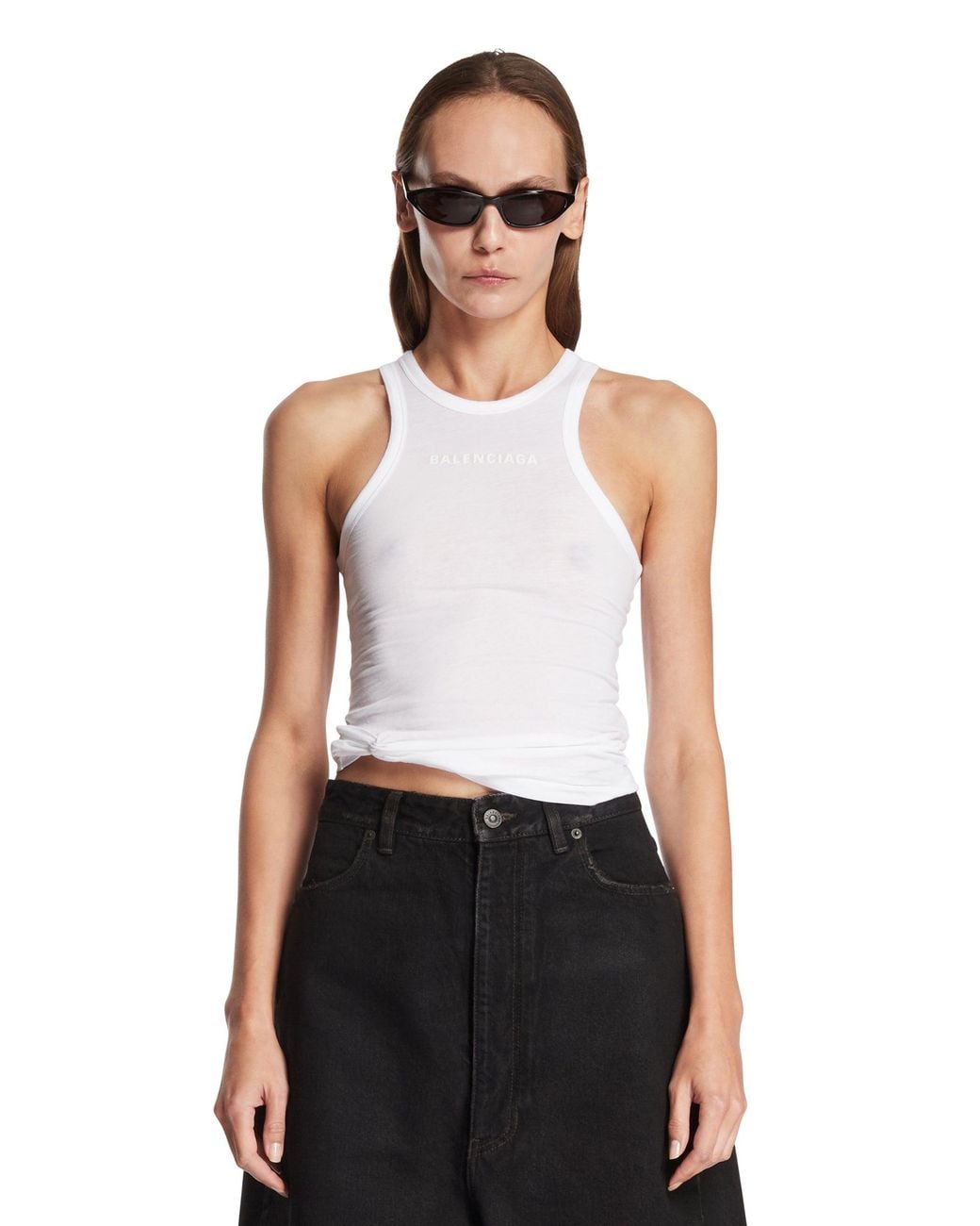Balenciaga White Fine Jersey Knot Top