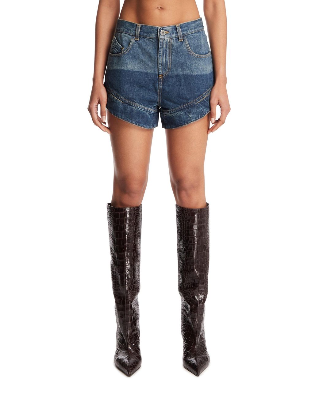 The Attico Blue Denim Cut-Out Shorts