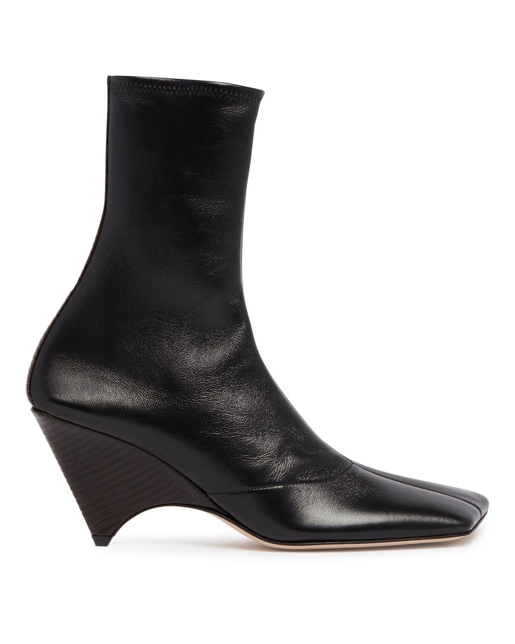 Christen Black Leather Heeled Ankle Boots