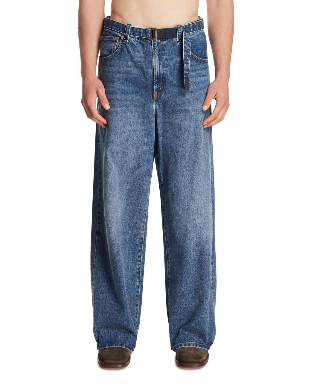 Sacai Blue Levi's X Dark Wide Belted Jeans for men