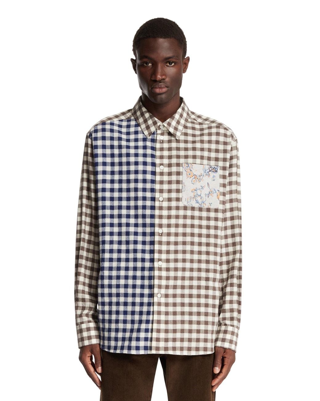 Loewe Blue Wool And Cotton Flannel Shirt for men