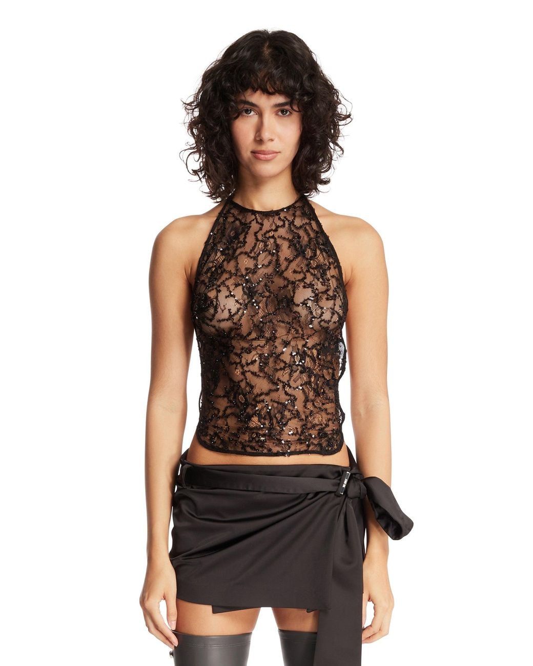 The Attico Black Sequin Top