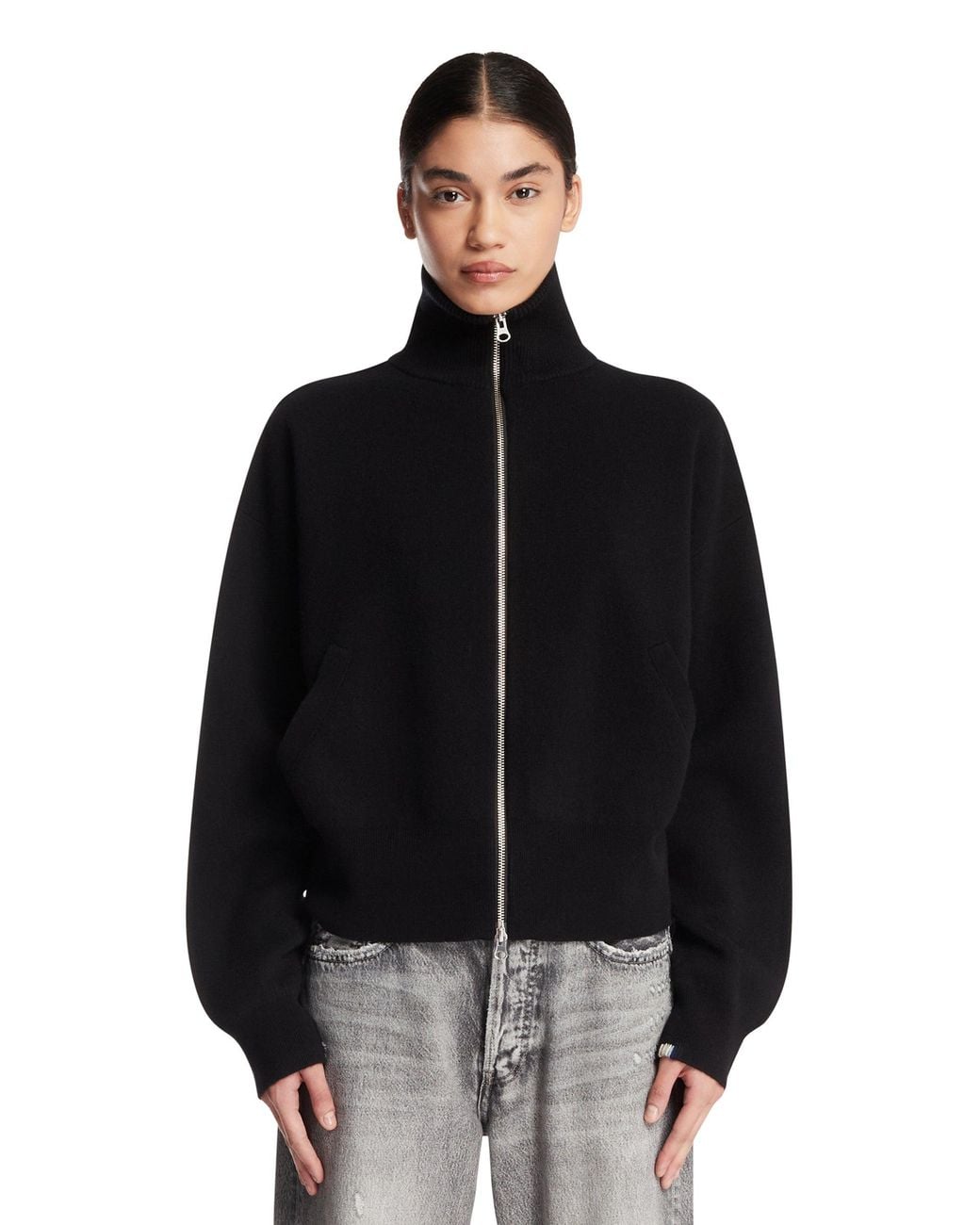 Extreme Cashmere Black Cashmere Zip-Up Sweater