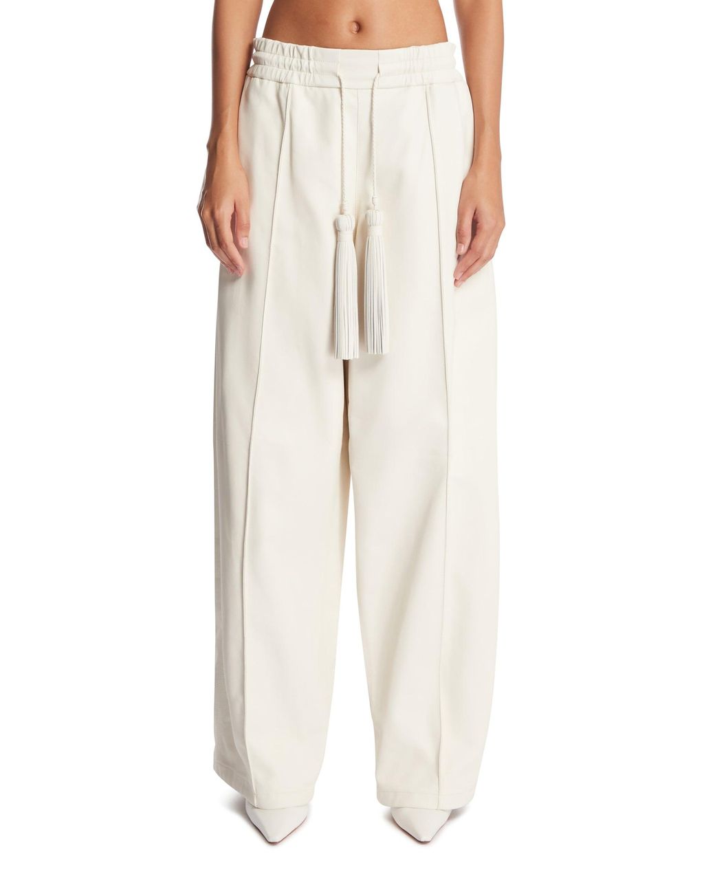 Bottega Veneta Natural Leather Wide-Leg Trousers