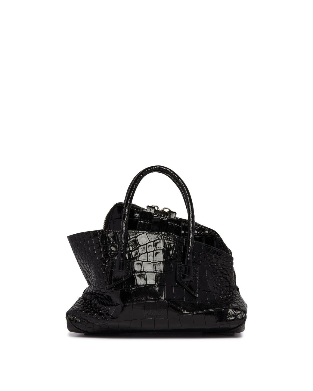 The Attico Black La Passeggiata Mini Croc-Embossed Leather Bag