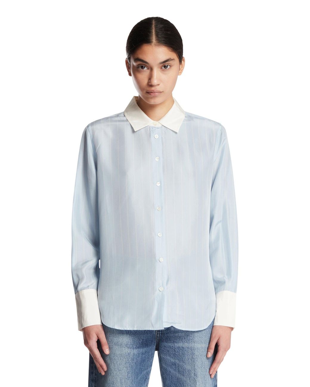 FRAME Blue The Silk Standard Shirt Light