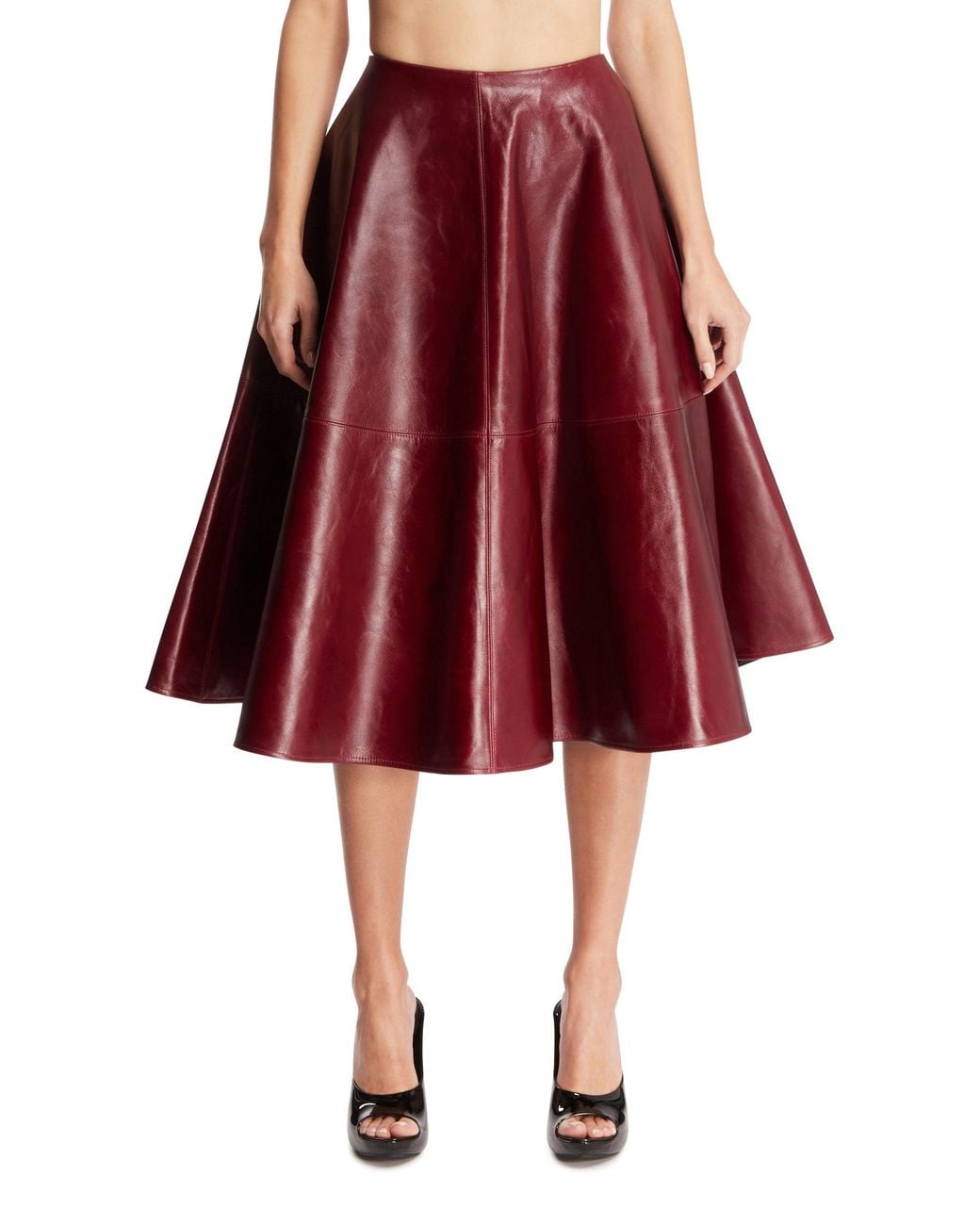 Willy Chavarria Red Burgundy Loretta Leather Skirt