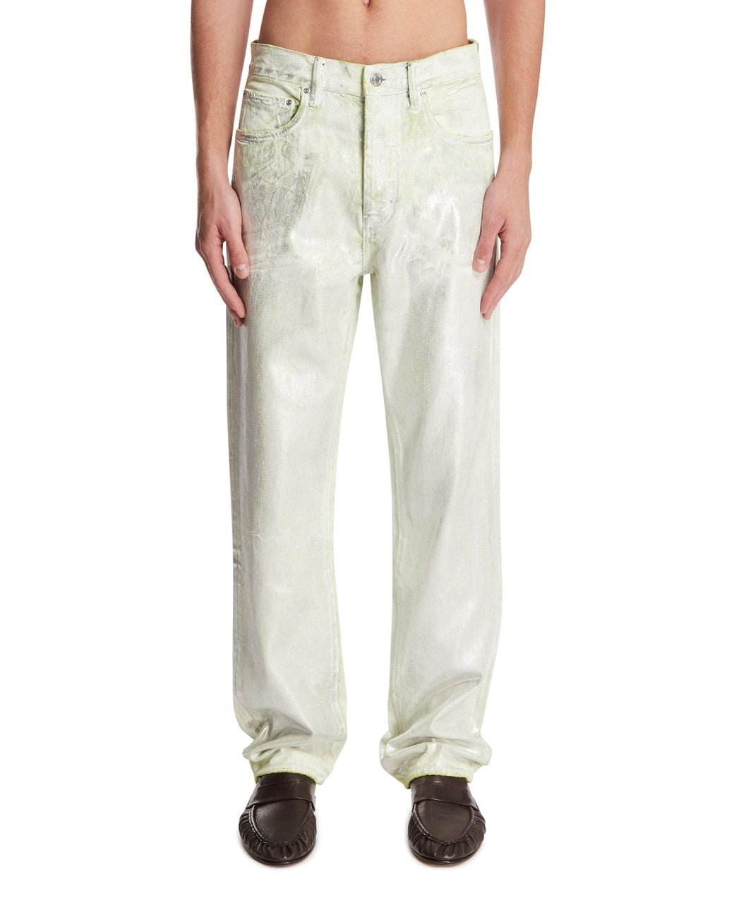 Purple Denim Green Metallic Jeans for men