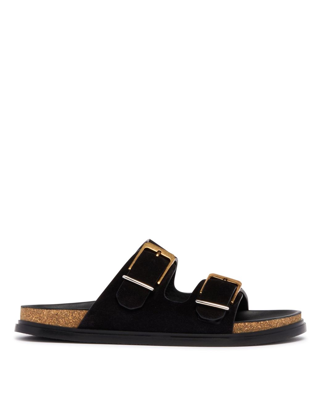 The Row Black Buckle Slide Sandals