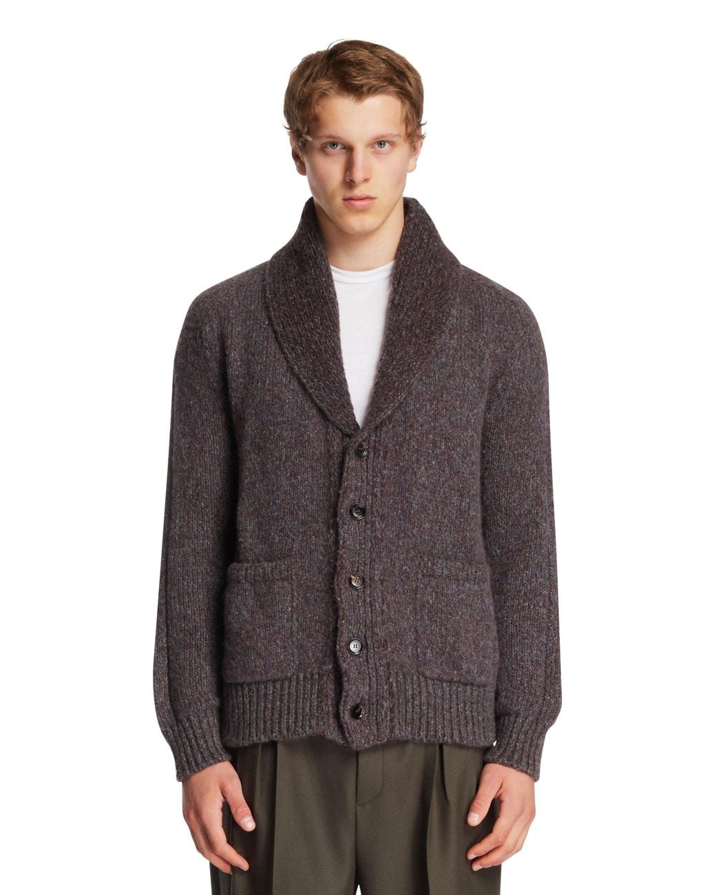 Brioni Gray Cashmere And Silk Cardigan for men