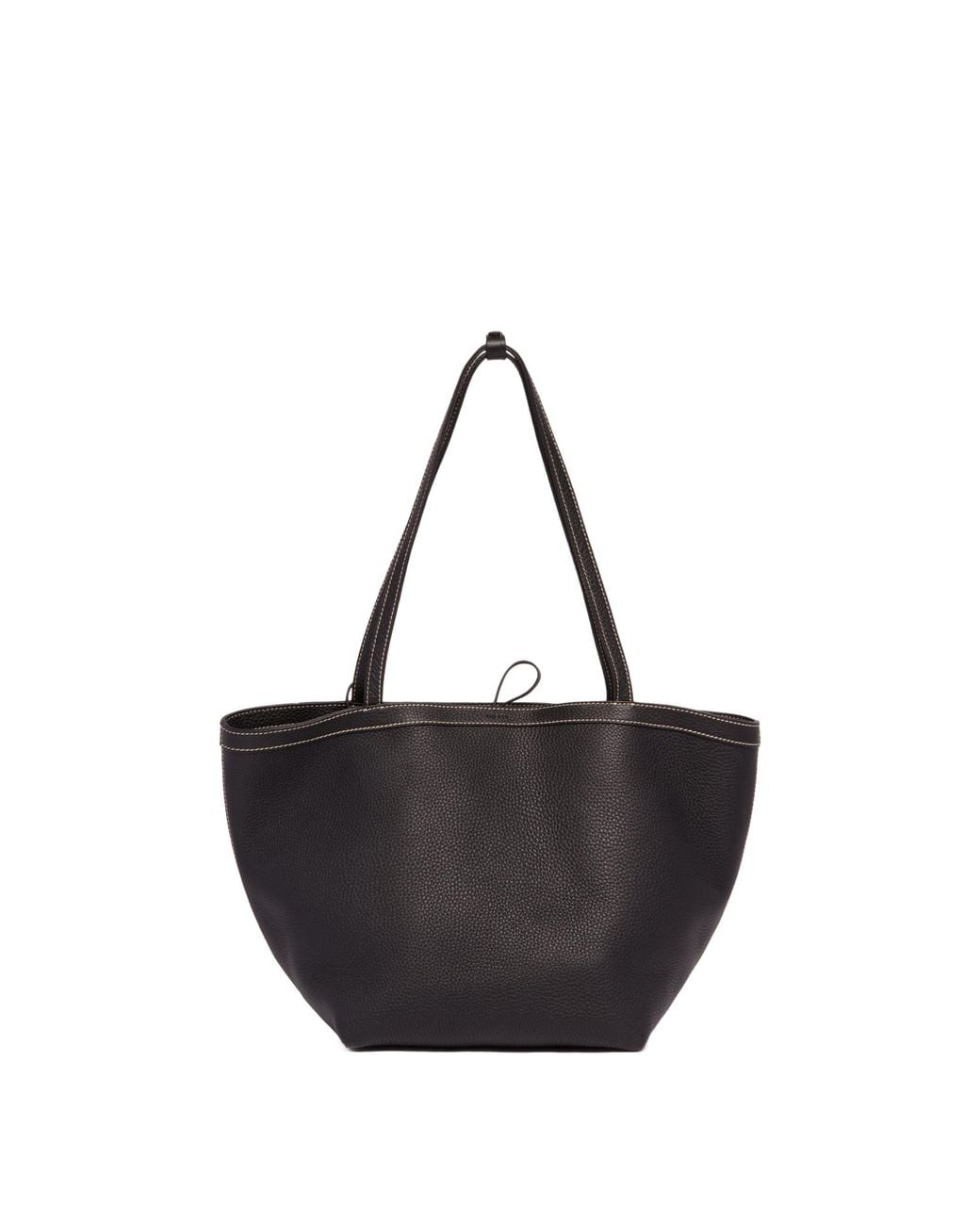 The Row Black Park Tote Three Stitch Leather Bag