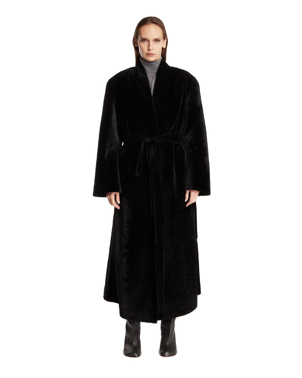 KULAKOVSKY Black Long Shearling Coat