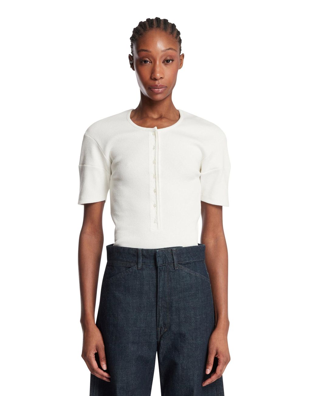 Lemaire White Cotton Henley T-Shirt
