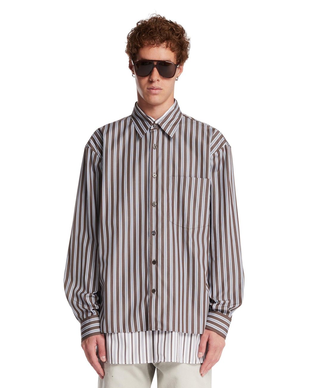Dries Van Noten Gray Striped Camber Shirt for men
