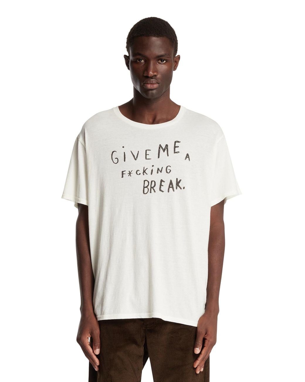 R13 White Printed Cotton T-Shirt for men