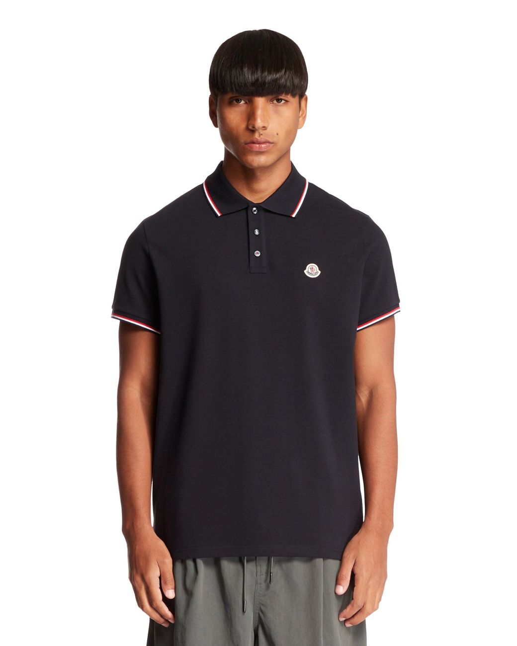 Moncler Black Cotton Polo Shirt for men