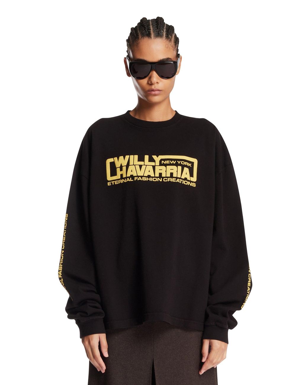 Willy Chavarria Black Logo Long-Sleeve T-Shirt