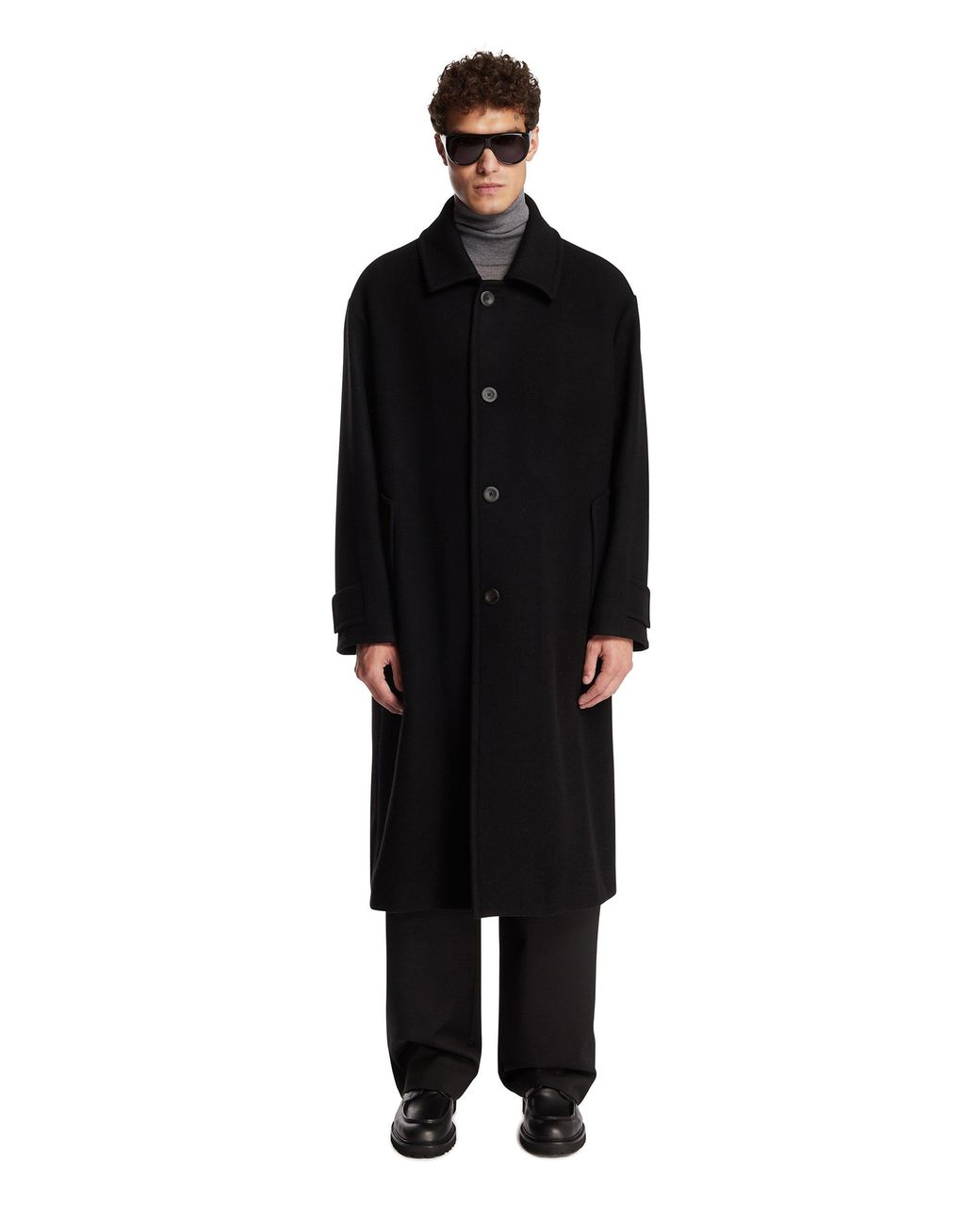 Giorgio Armani Black Long Wool Coat for men