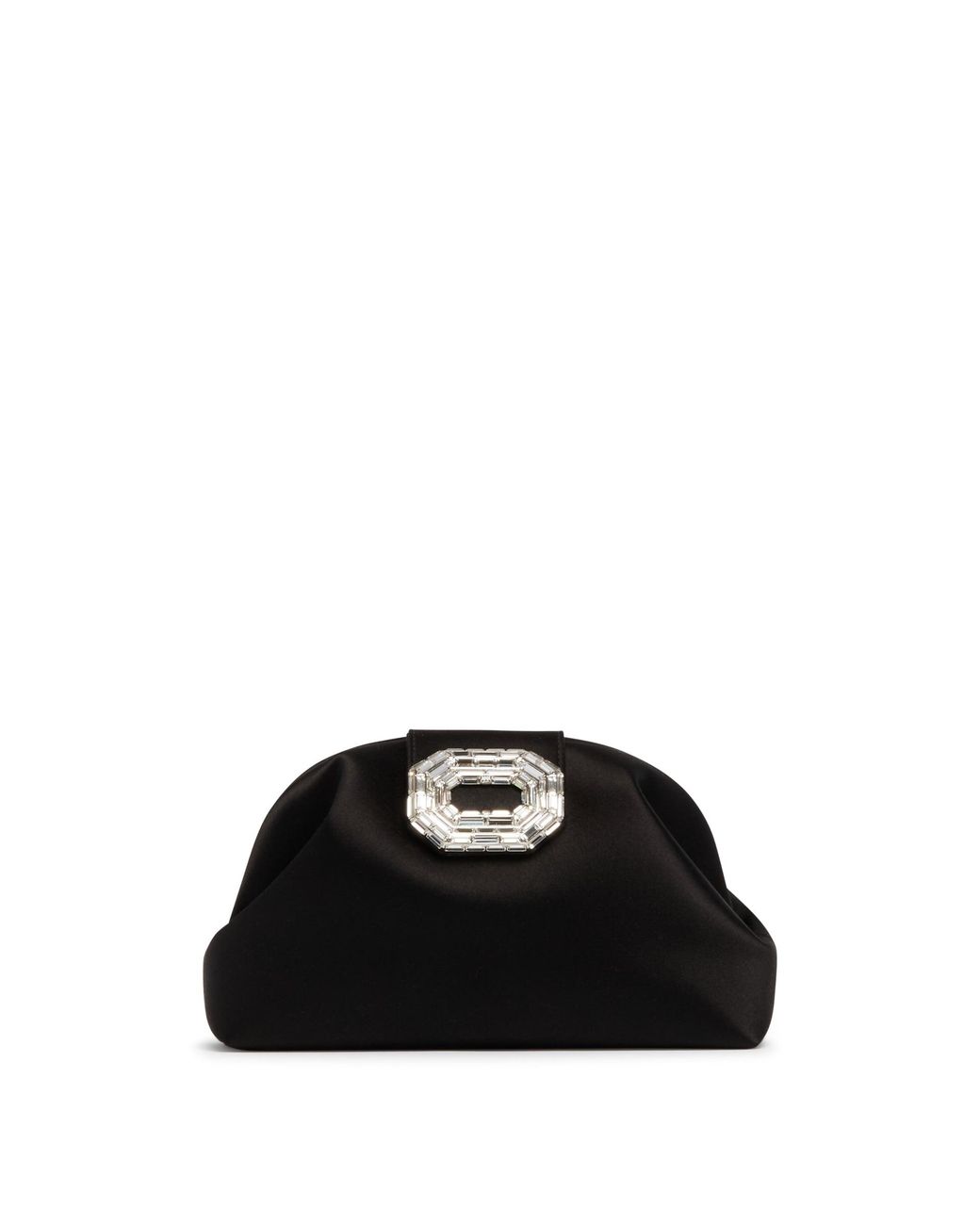 AMINA MUADDI Black Camelia Satin Clutch