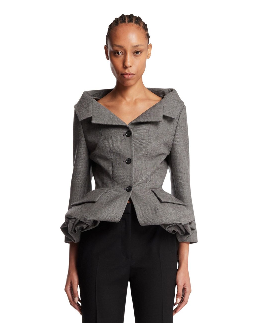 Magda Butrym Gray Wool Sculptural Blazer