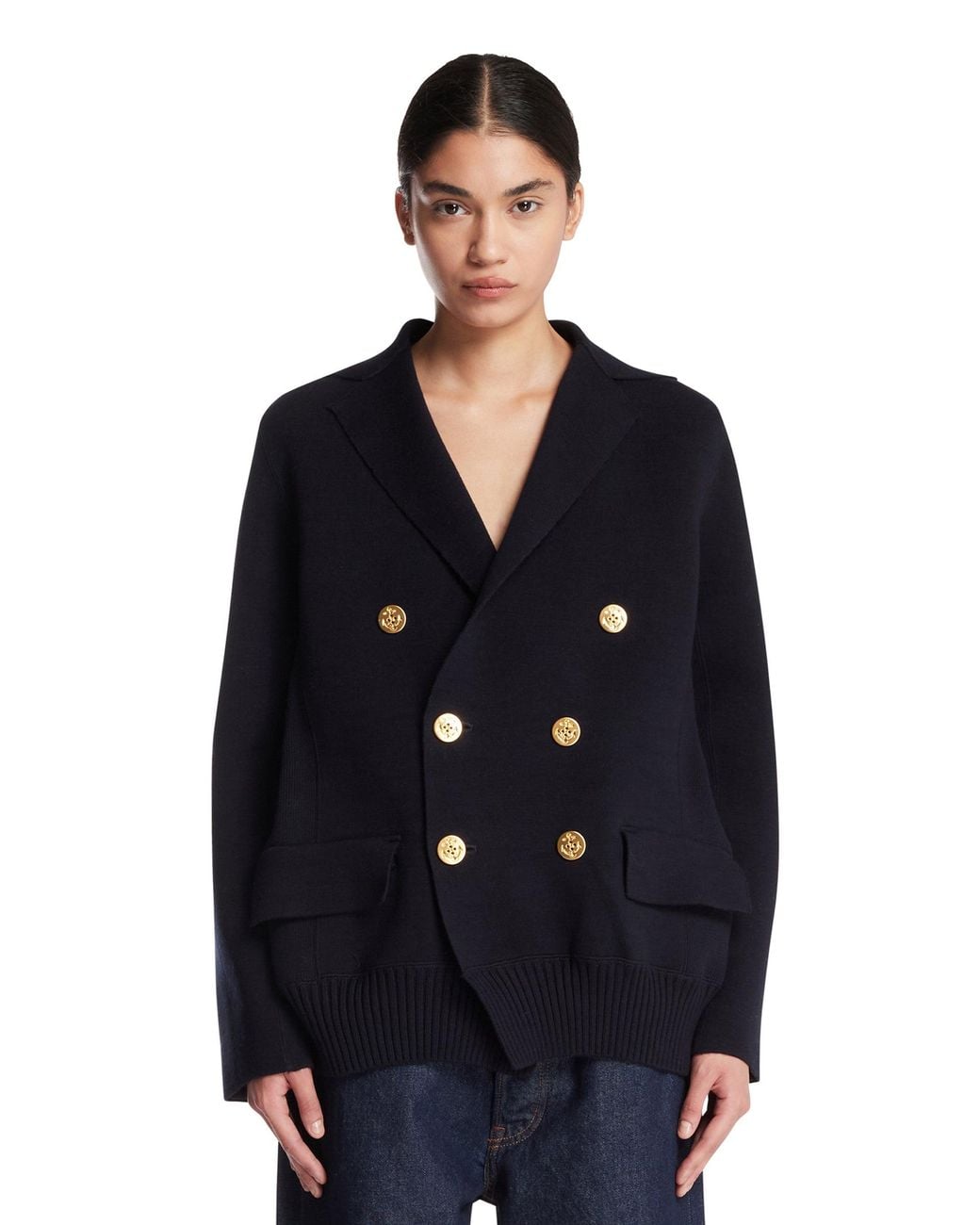 Sacai Blue Double-Breasted Blazer