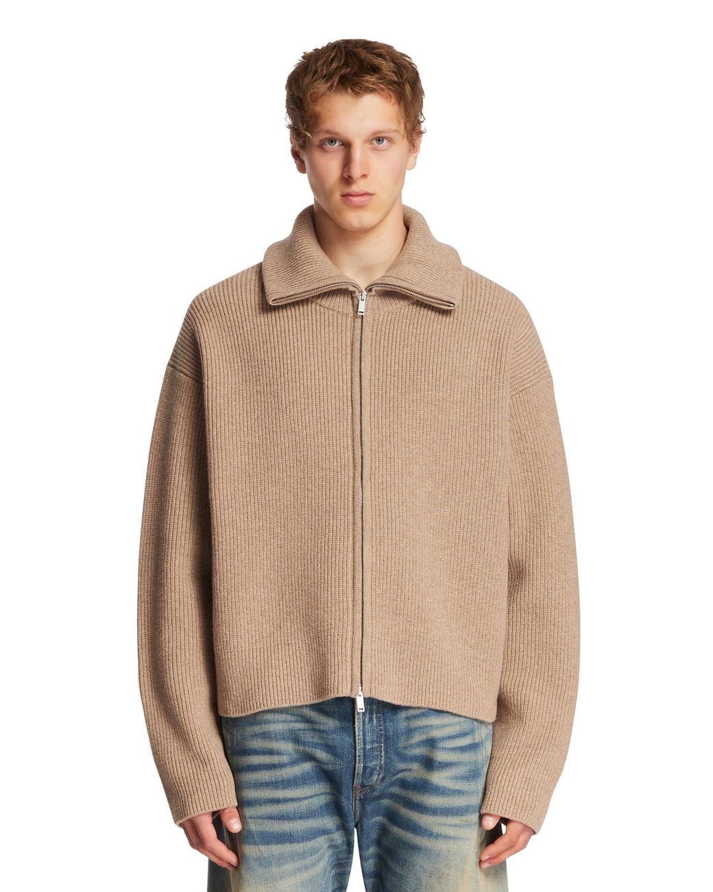 Studio Nicholson Natural Wool Zip Cardigan for men