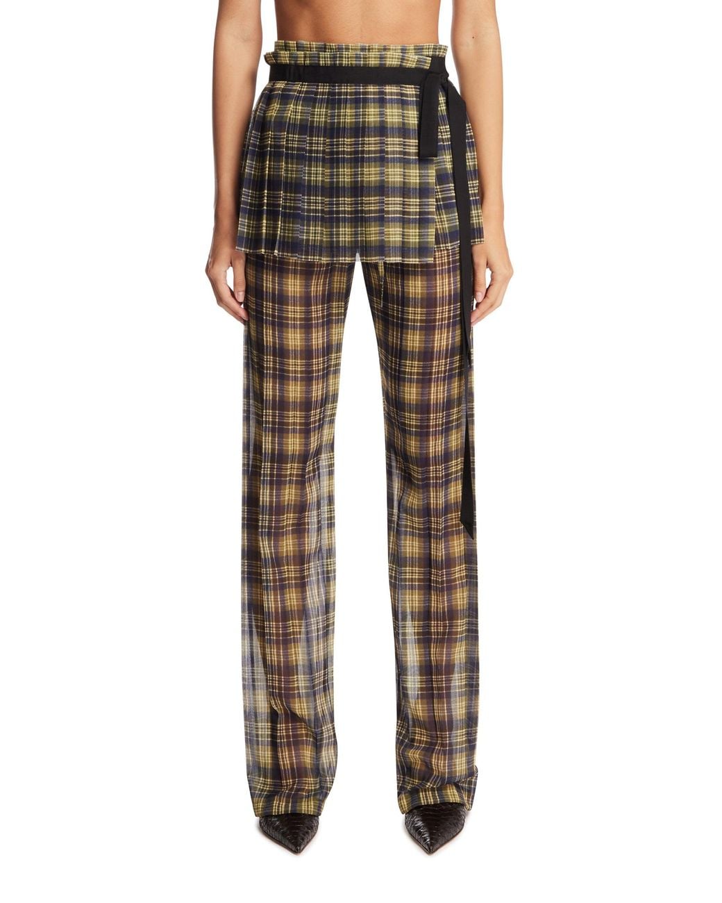 Dries Van Noten Green Pleated Miniskirt