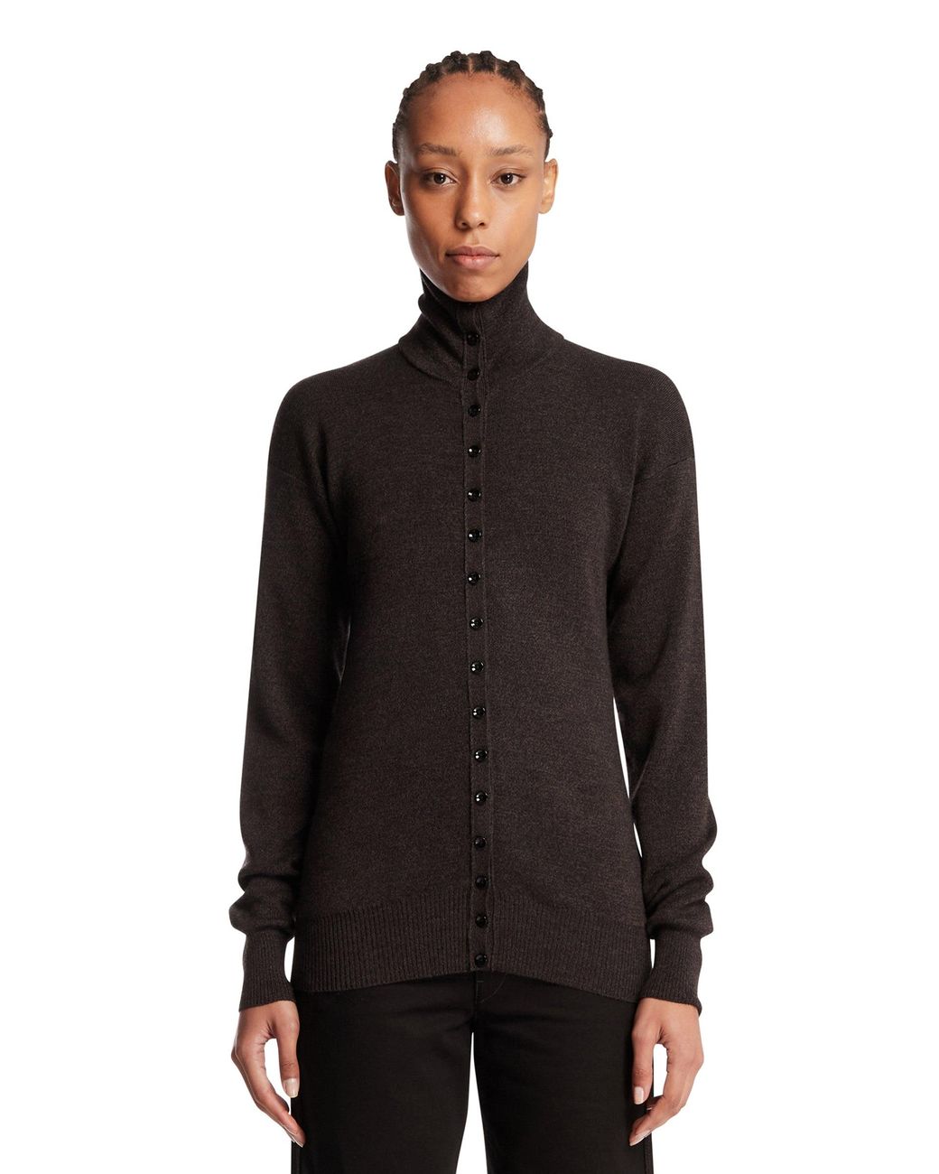 Lemaire Black Wool Buttoned Sweater