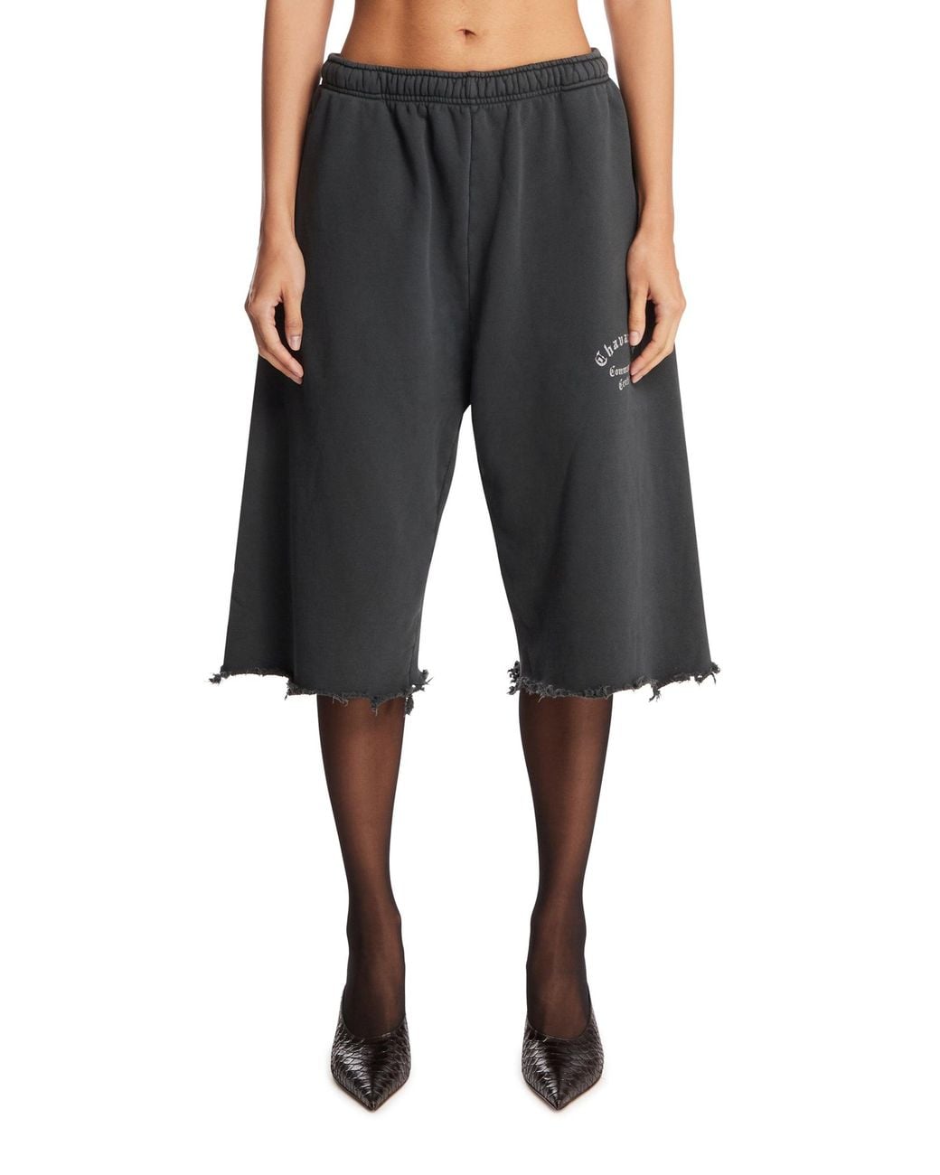 Willy Chavarria Black Community Center Distressed Shorts