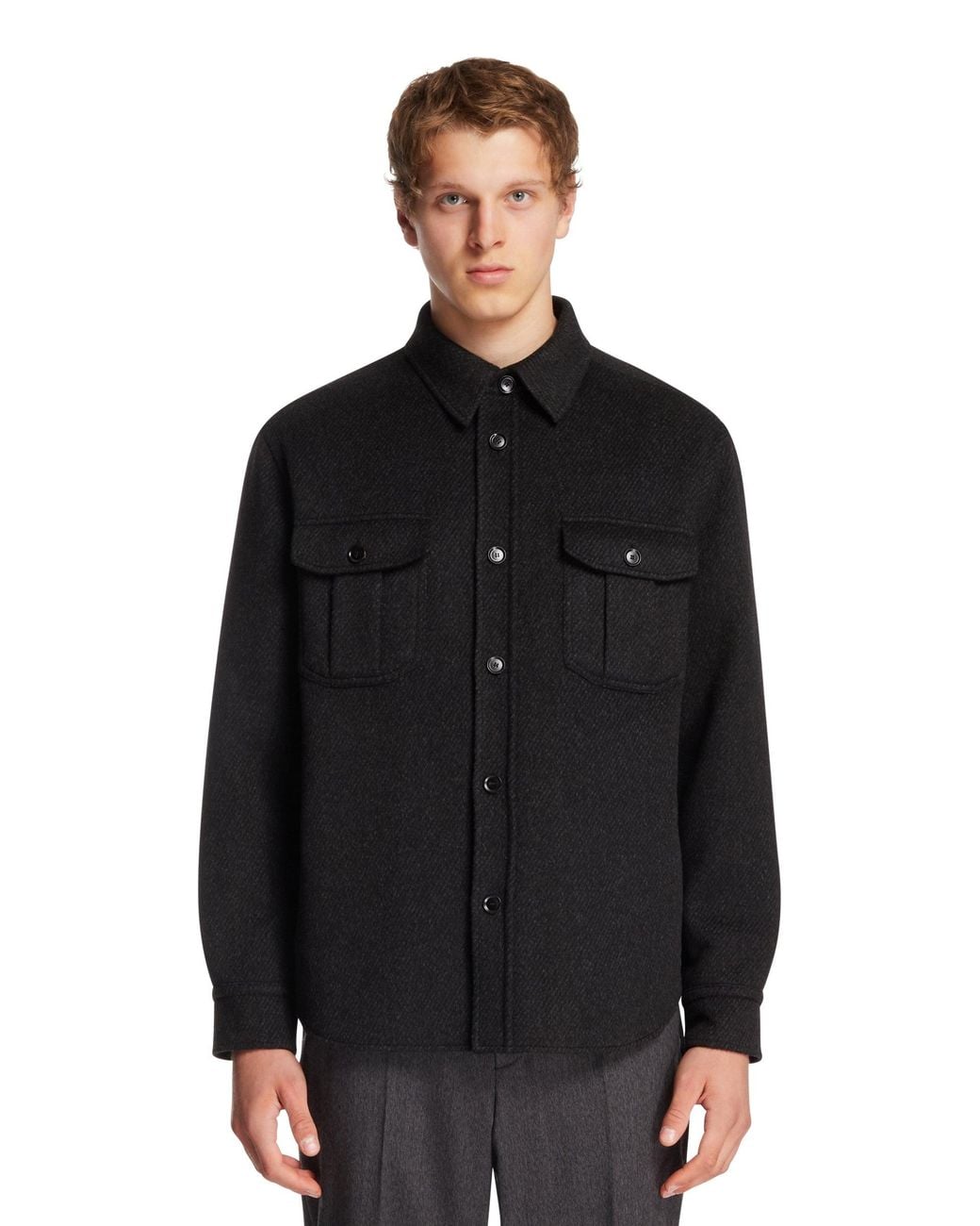 Brioni Black Cashmere Overshirt for men