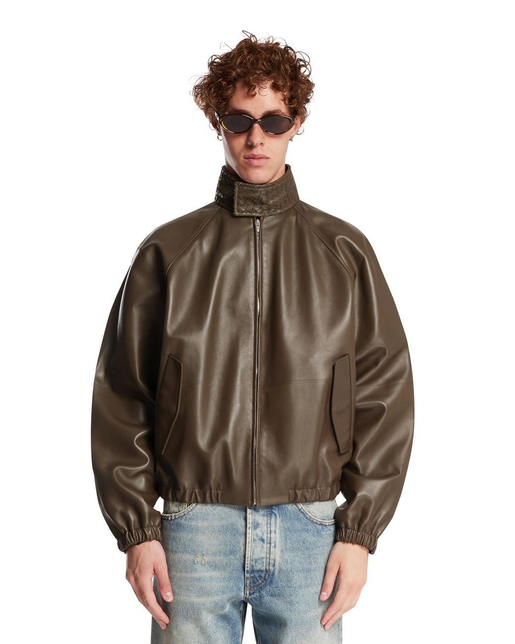 Bottega Veneta Brown Leather Jacket for men