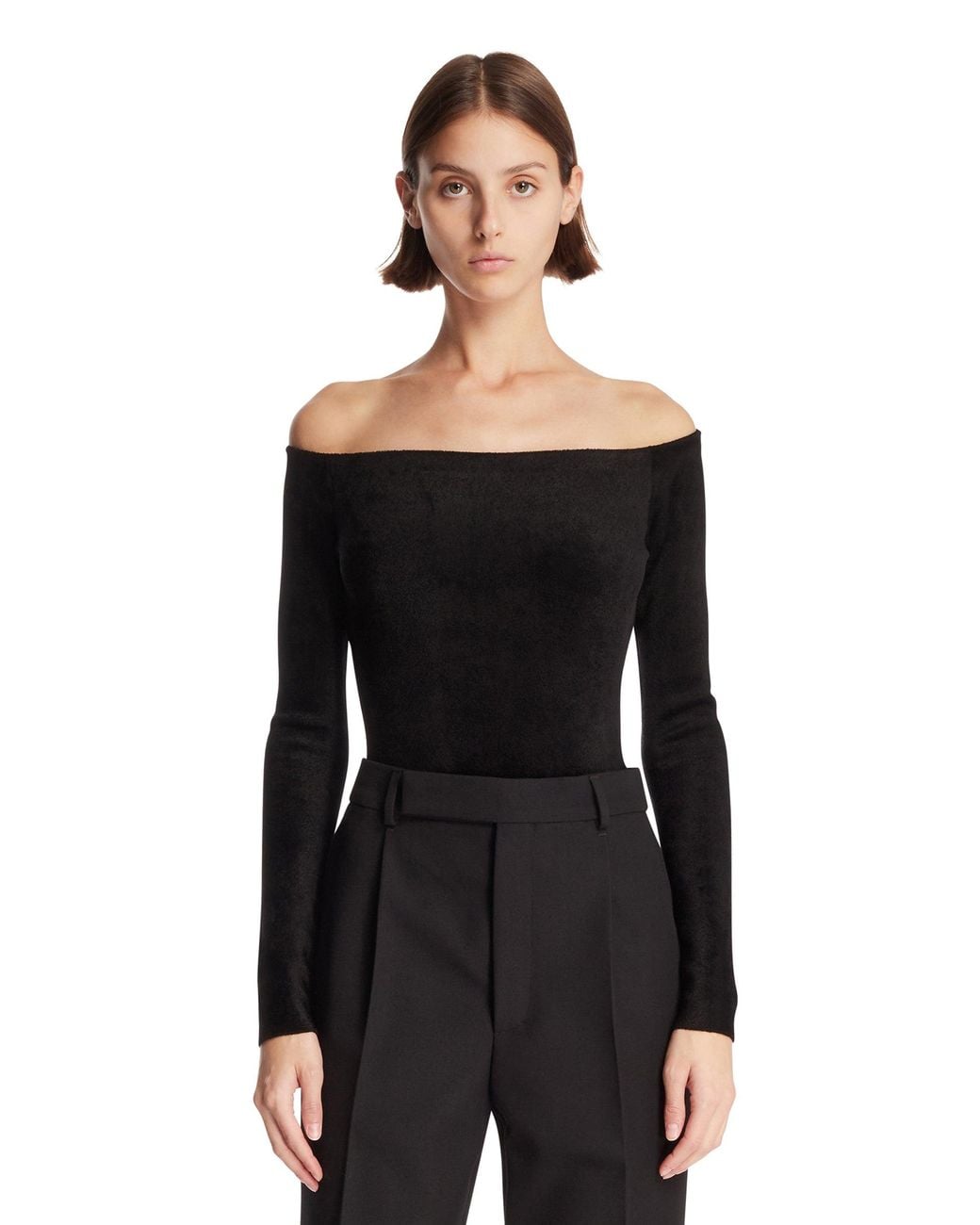 Alaïa Black Off-The-Shoulder Bodysuit