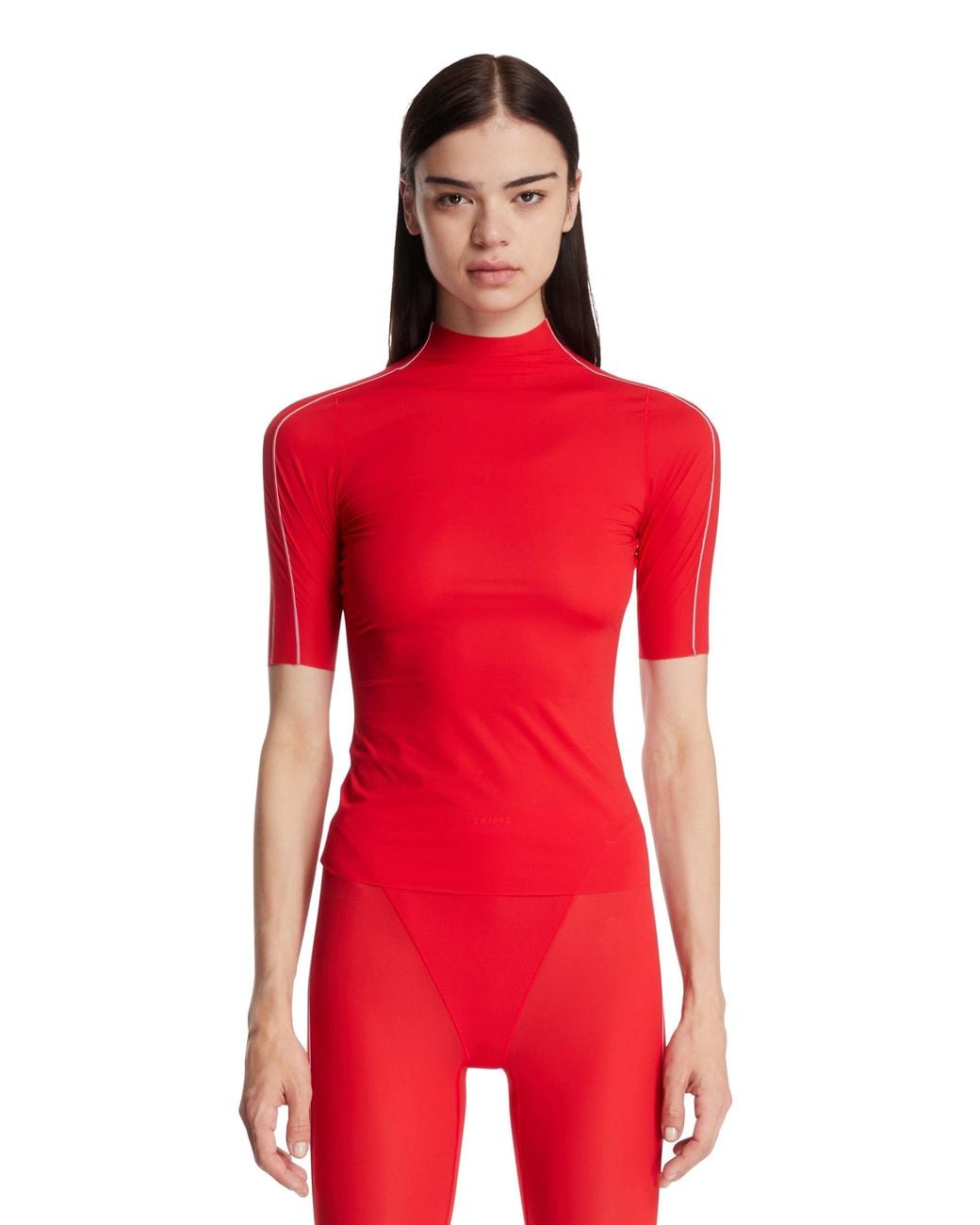 Nike Red Skims Studio Stretch Mock Neck Top