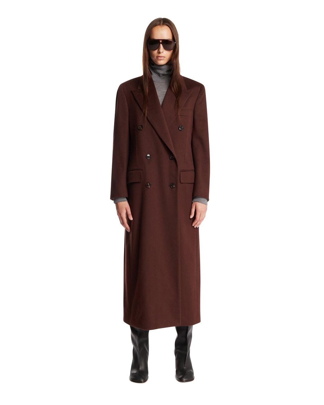 Umit Benan Brown Burgundy Cashmere Coat