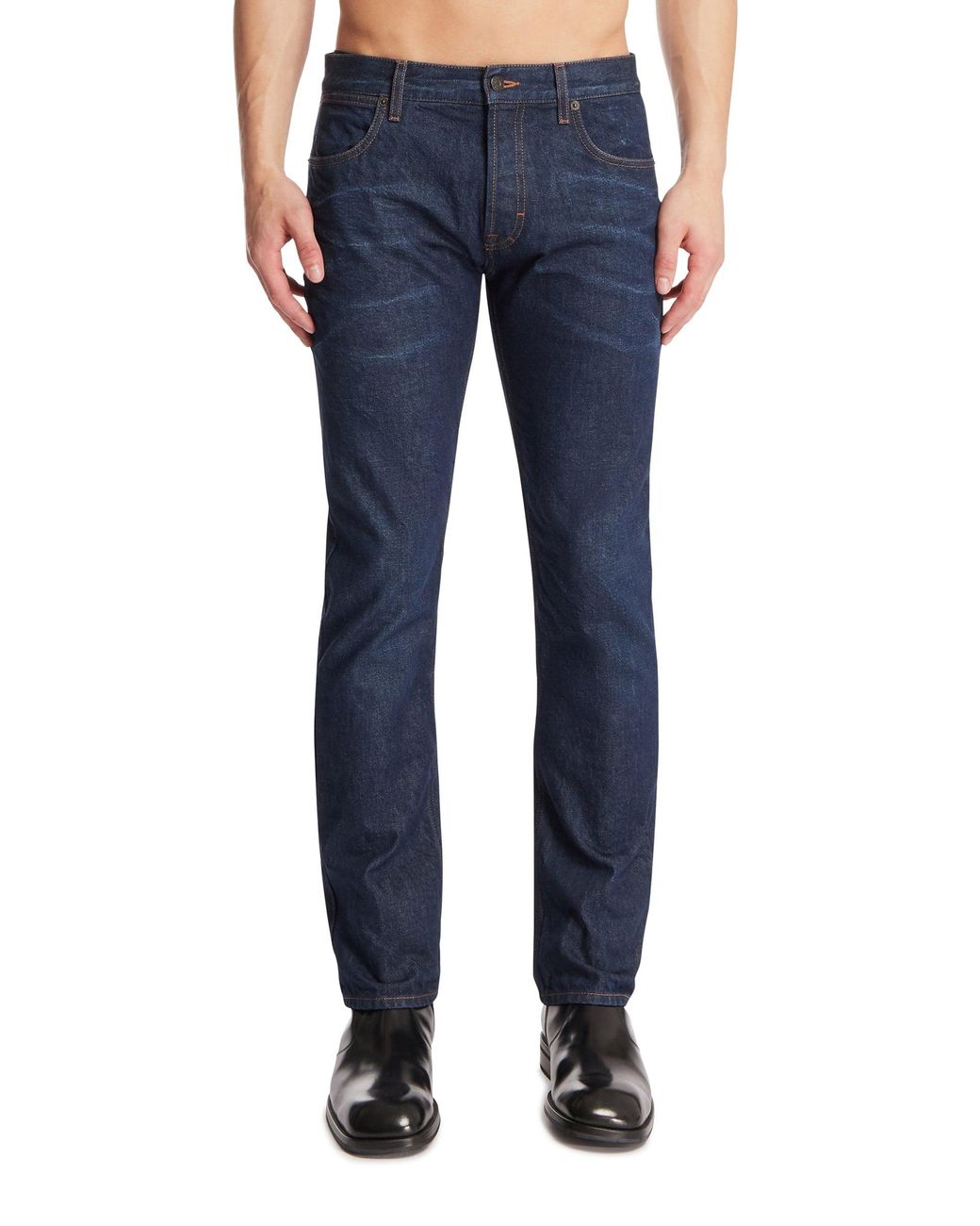 Gucci Blue Embroidered Cotton Denim Trousers for men