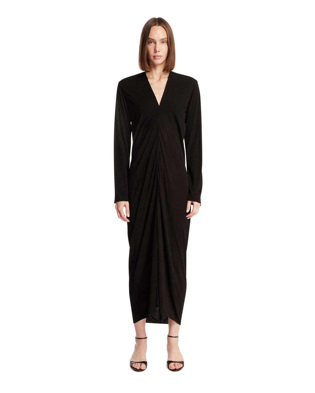 The Row Black Midi V-Neck Dress