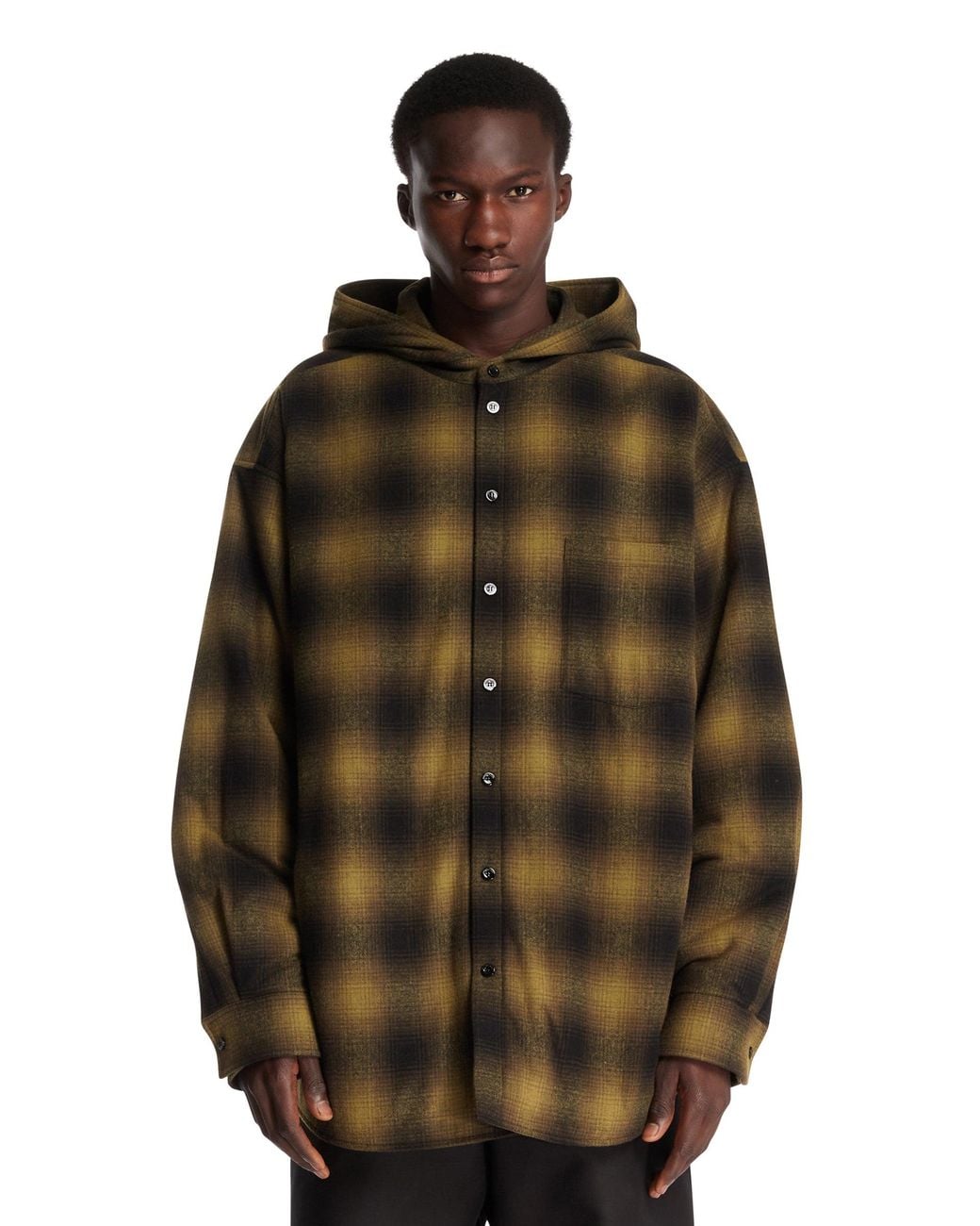 Balenciaga Brown Checked Cotton Overshirt for men