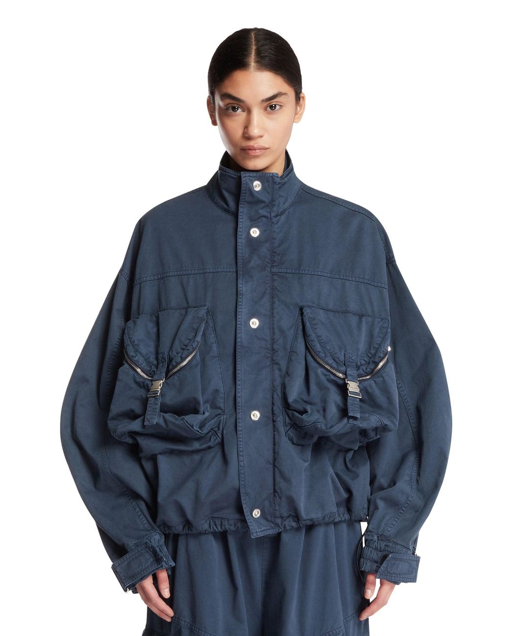 The Attico Blue Washed Bomber Jacket