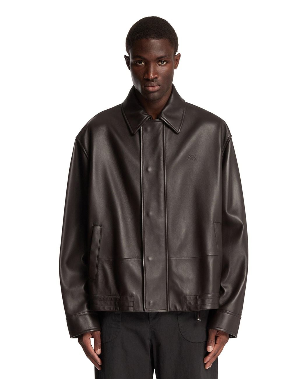 Loewe Brown Leather Drawstring Jacket for men