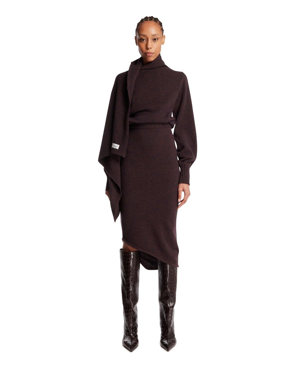 The Attico Red Cashmere And Wool Midi Dress