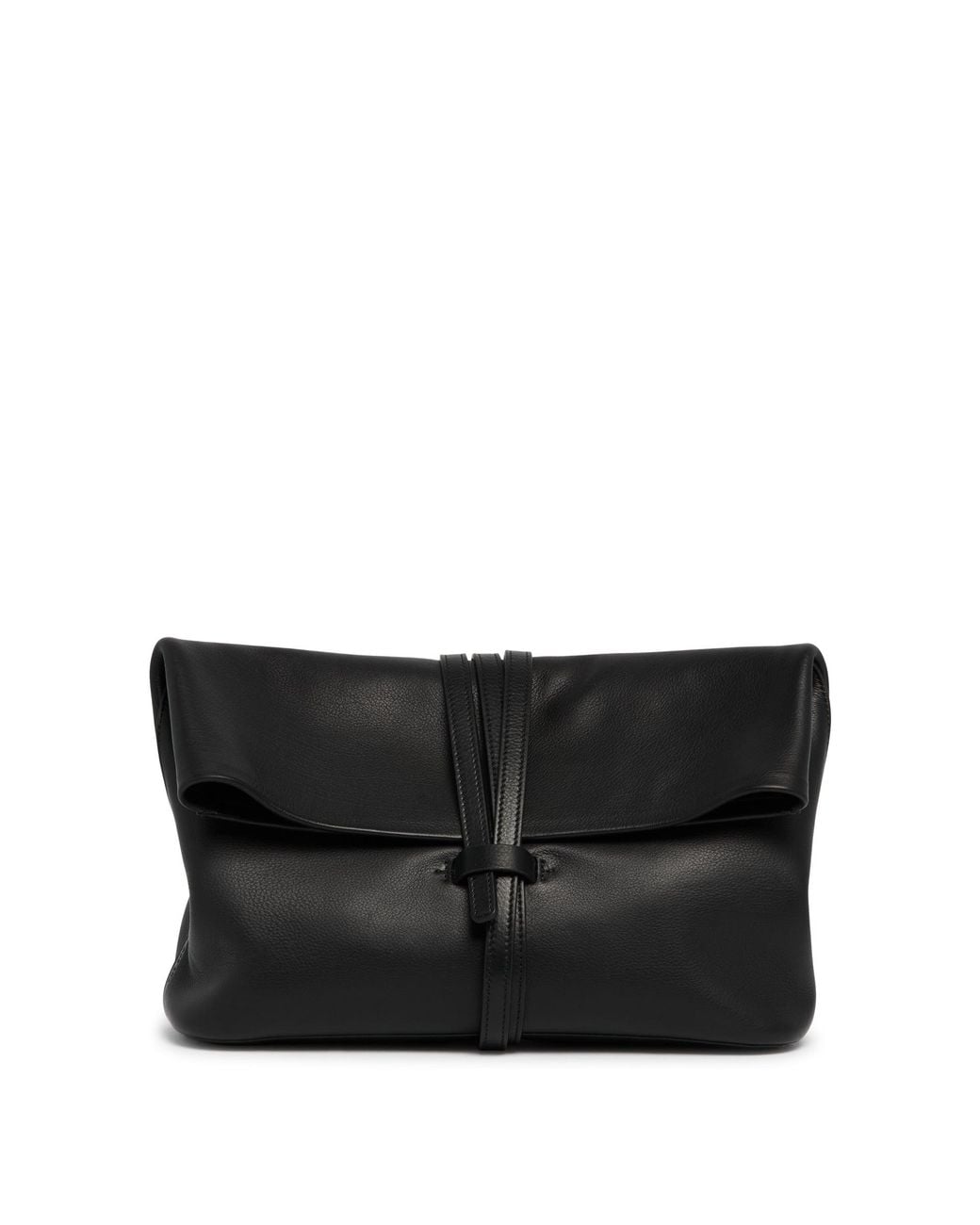 The Row Black Leather Clutch