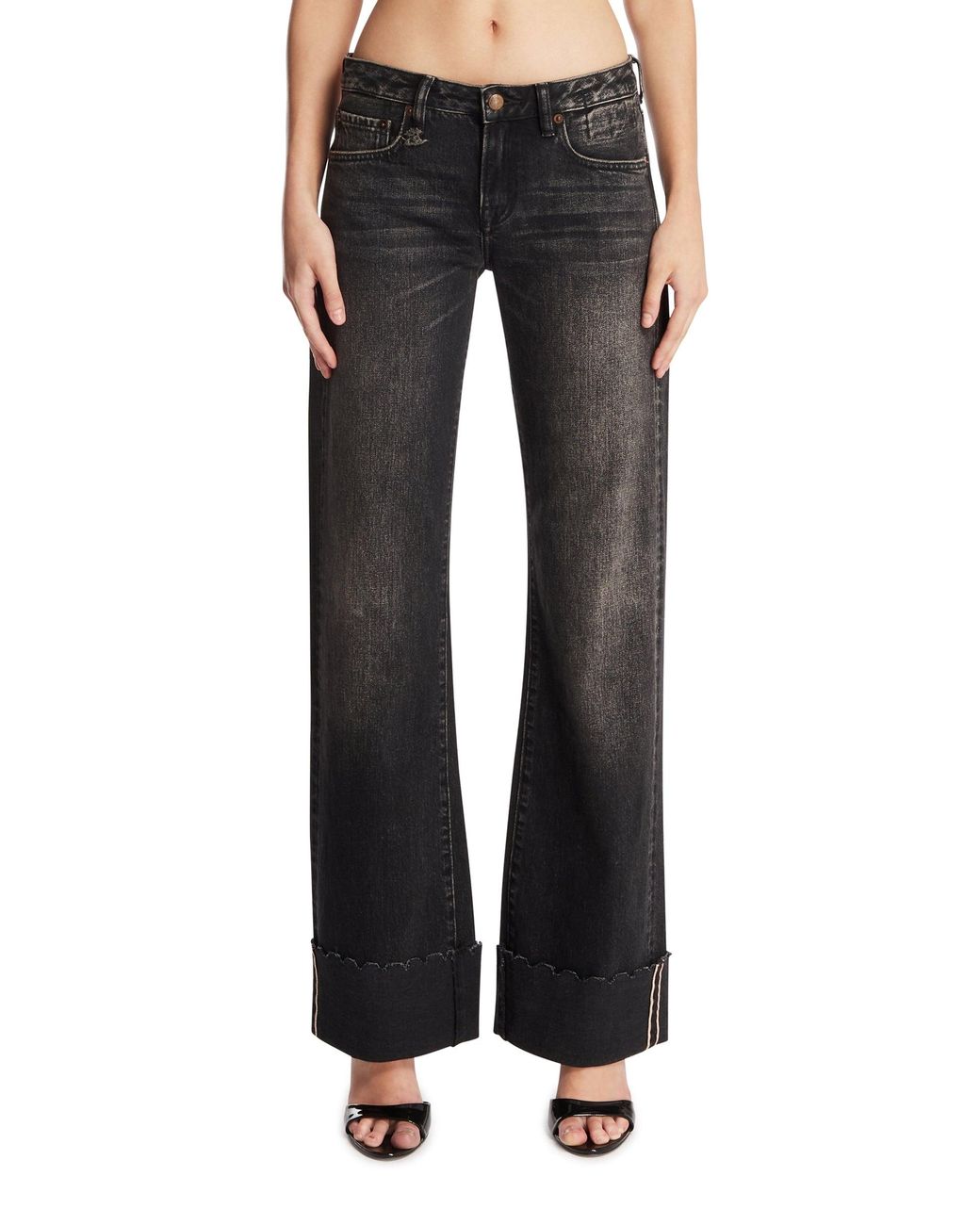 R13 Black Rolled Hem Jeans