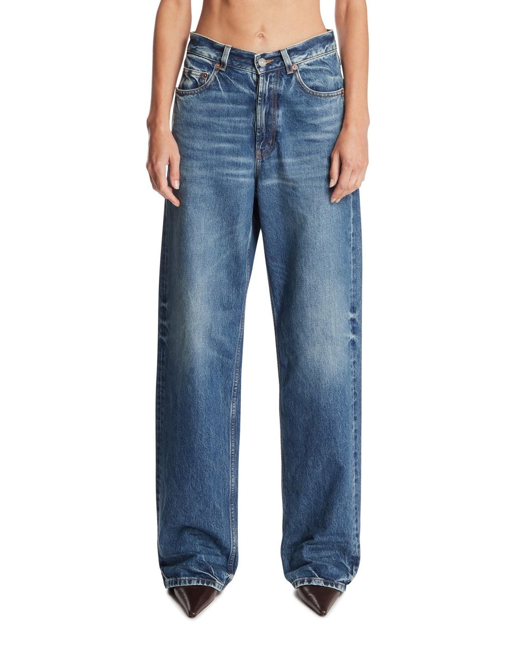 Saint Laurent Blue V-Waist Baggy Jeans