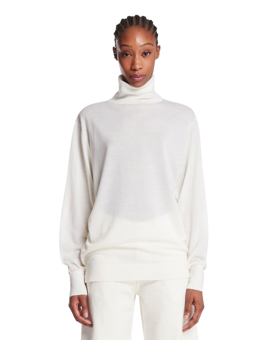 Totême White Wool Turtleneck Sweater