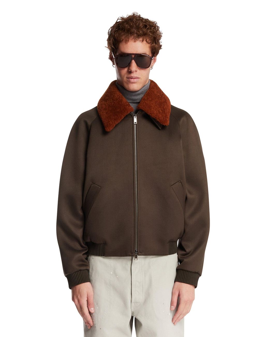 Zegna Brown Wool-Silk Blend Twill Jacket for men