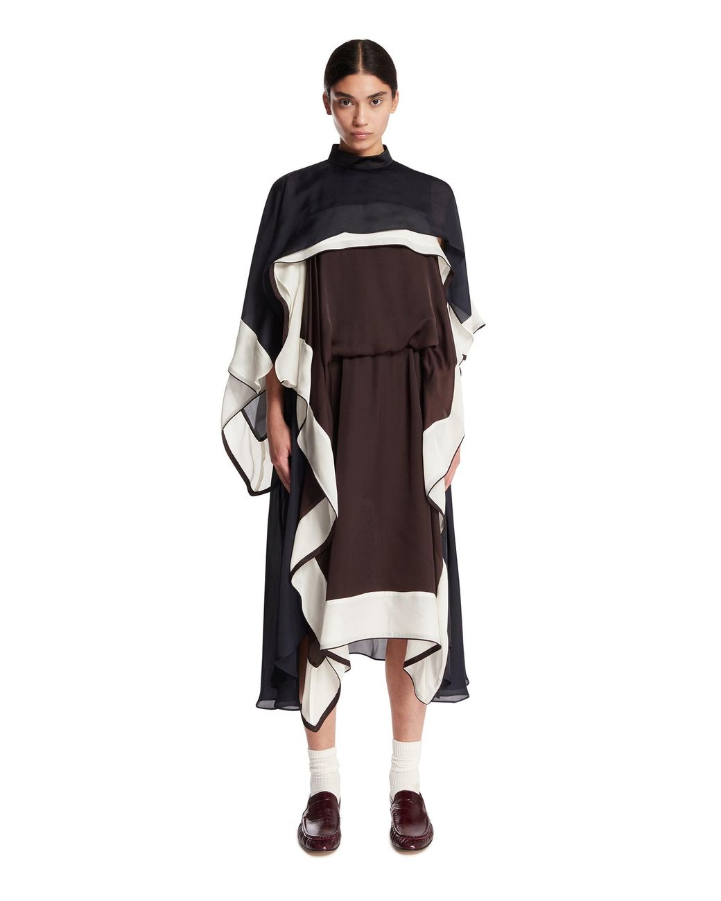 Sacai White Draped Midi Dress