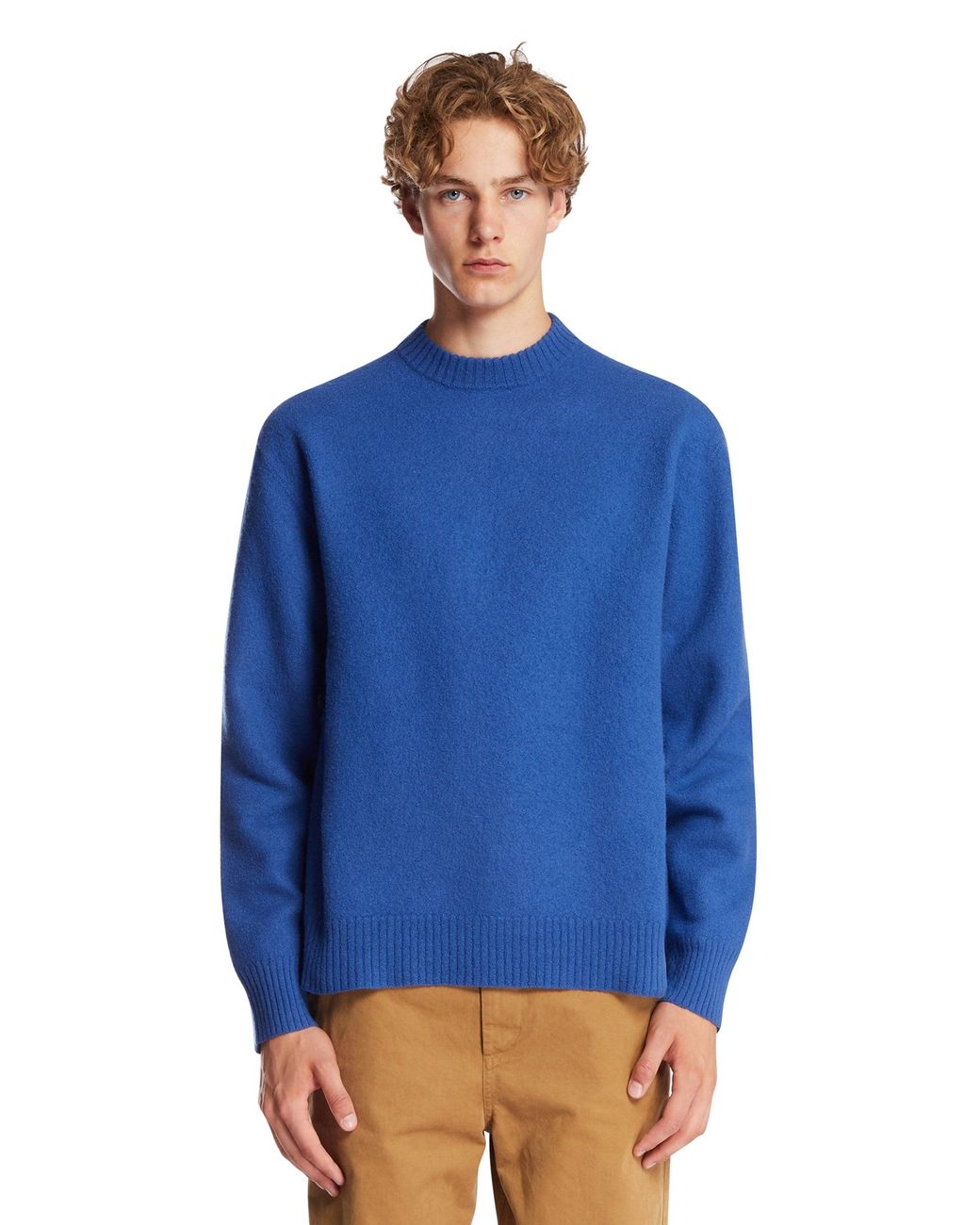Jil Sander Blue Wool Crewneck Sweater for men