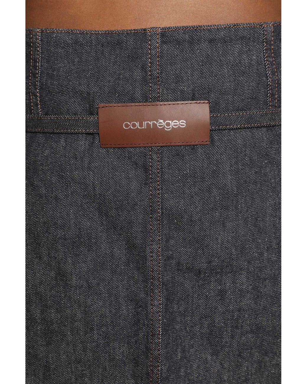 Courreges Black Two Pockets Denim Skirt