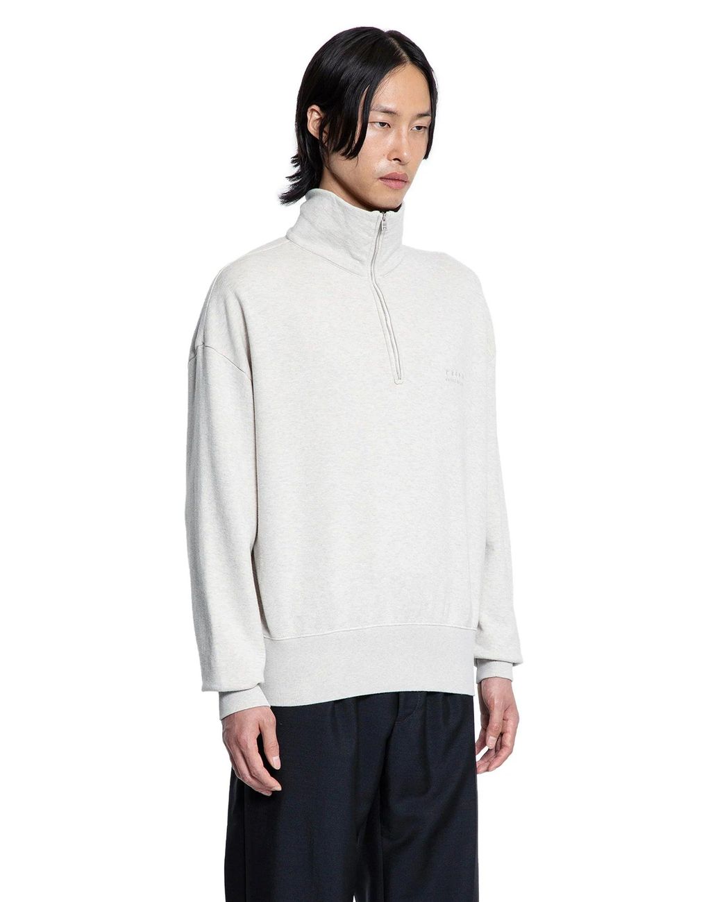 PRADA ハーフジップ ポロシャツ ストレッチ ホワイト グレータグ Prada ハーフジップ ポロシャツ | ブルー | FARFETCH JP